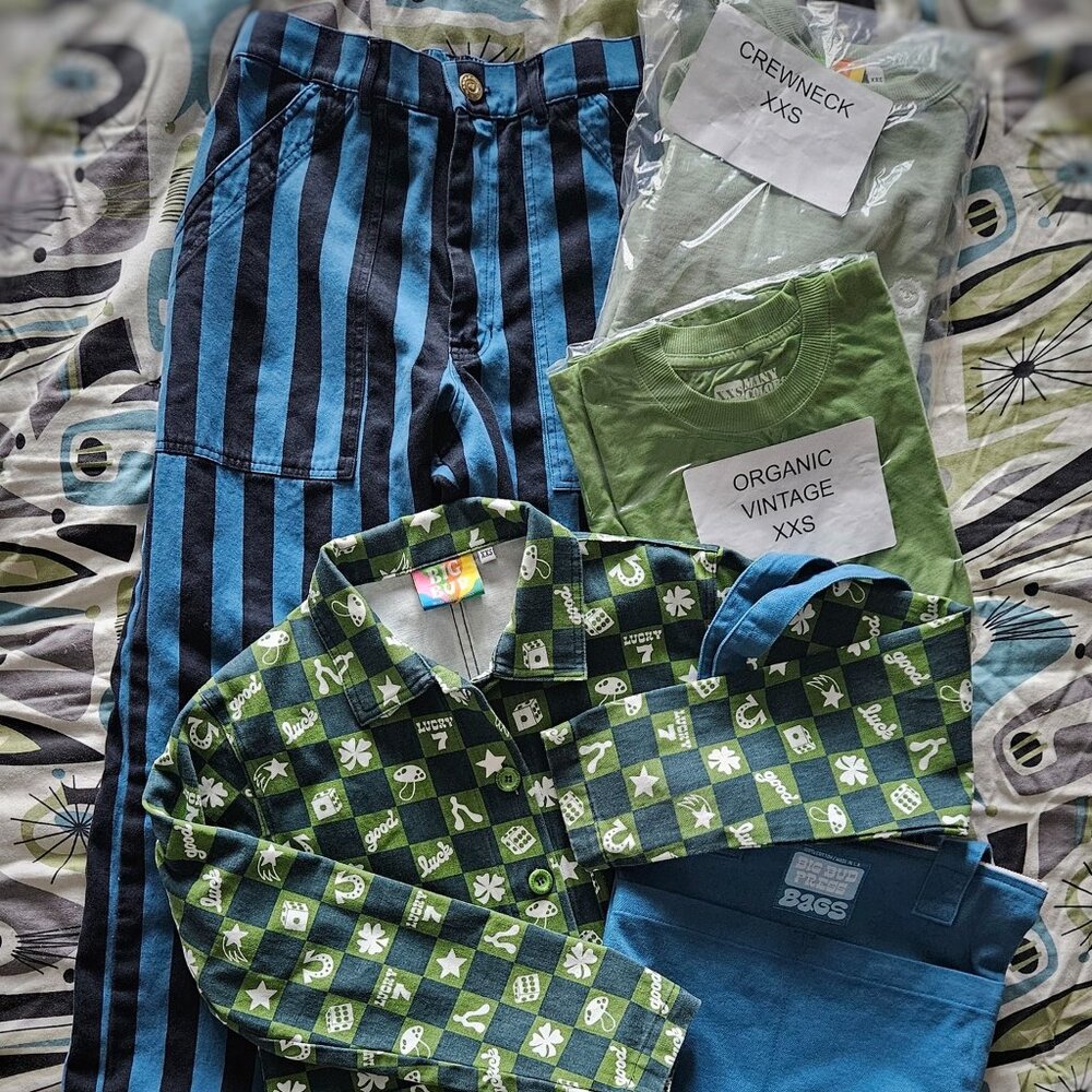 Big Bud Press Marine Blue and Black Striped Work Pants Small S